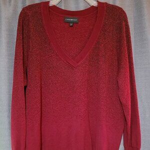 Lane Bryant Red Glittery V-Neck Sweater Size 18/20
